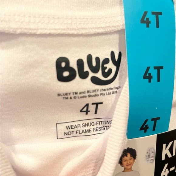 Bluey Kids 4-Piece PJ Set Size 4T Long Sleeve Blue Glow In Dark - Picture 3 of 5